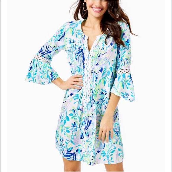 Lilly Pulitzer Large Dress Hollie Tunic Dress Large Boho Resort Dress Beach Larg - Picture 1 of 17